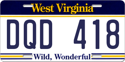 WV license plate DQD418