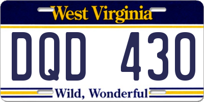 WV license plate DQD430