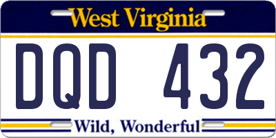 WV license plate DQD432
