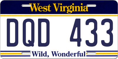 WV license plate DQD433