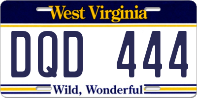 WV license plate DQD444