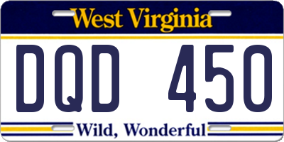 WV license plate DQD450