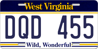 WV license plate DQD455
