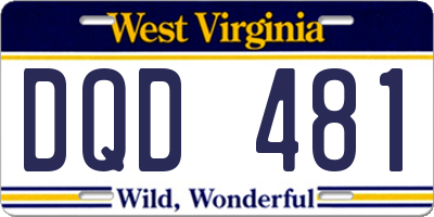 WV license plate DQD481
