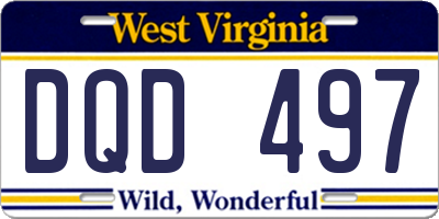WV license plate DQD497