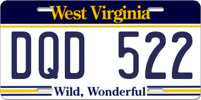 WV license plate DQD522