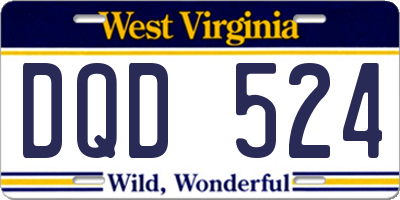 WV license plate DQD524