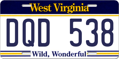 WV license plate DQD538
