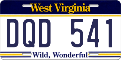 WV license plate DQD541