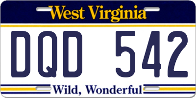 WV license plate DQD542