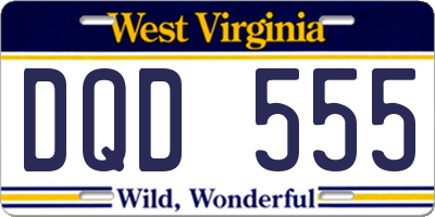 WV license plate DQD555