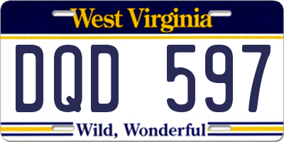 WV license plate DQD597