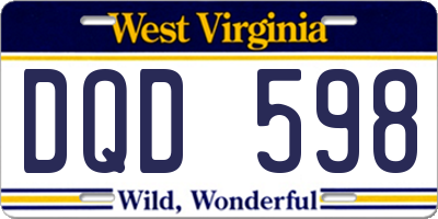 WV license plate DQD598