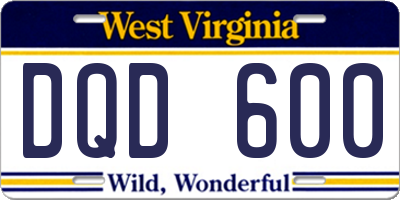 WV license plate DQD600