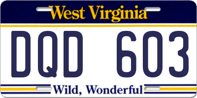 WV license plate DQD603