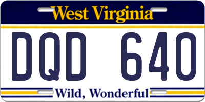 WV license plate DQD640