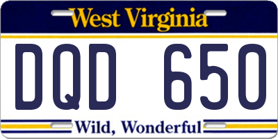 WV license plate DQD650