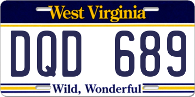 WV license plate DQD689