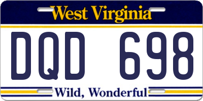 WV license plate DQD698
