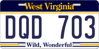 WV license plate DQD703