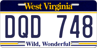 WV license plate DQD748