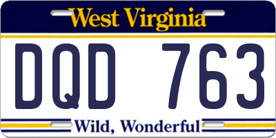 WV license plate DQD763