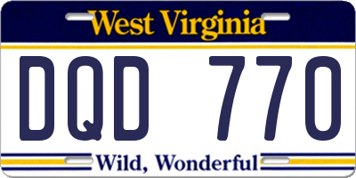 WV license plate DQD770