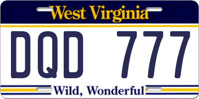 WV license plate DQD777