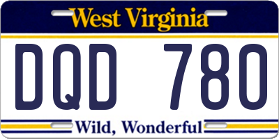 WV license plate DQD780