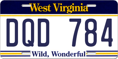 WV license plate DQD784
