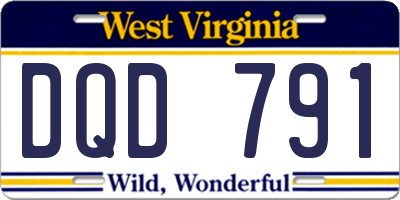 WV license plate DQD791