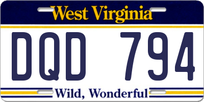 WV license plate DQD794