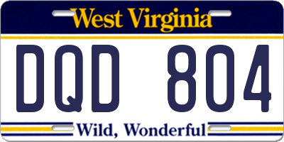 WV license plate DQD804