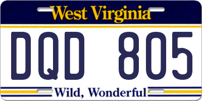 WV license plate DQD805