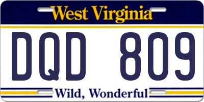 WV license plate DQD809