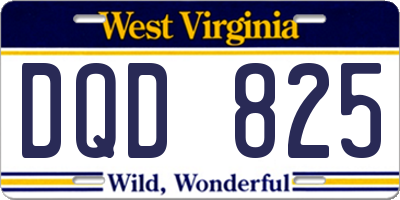 WV license plate DQD825