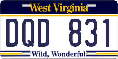 WV license plate DQD831