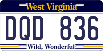 WV license plate DQD836