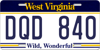 WV license plate DQD840