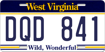WV license plate DQD841