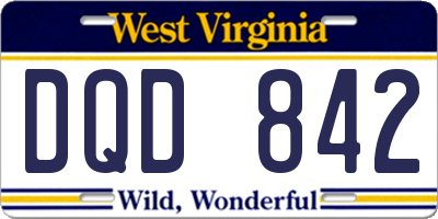 WV license plate DQD842