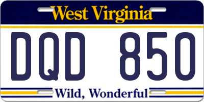 WV license plate DQD850