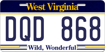WV license plate DQD868