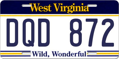 WV license plate DQD872