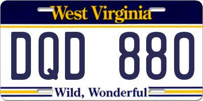 WV license plate DQD880