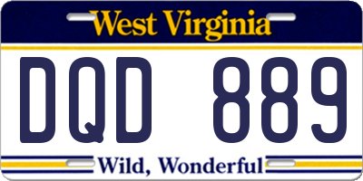 WV license plate DQD889