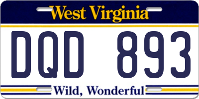 WV license plate DQD893