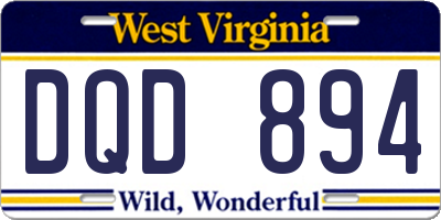 WV license plate DQD894