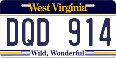 WV license plate DQD914