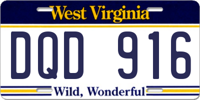 WV license plate DQD916